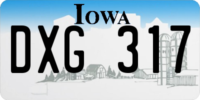 IA license plate DXG317