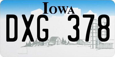 IA license plate DXG378