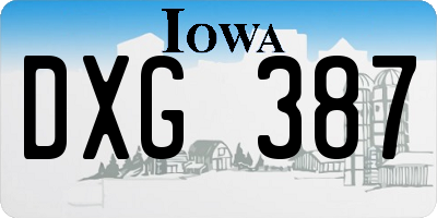 IA license plate DXG387