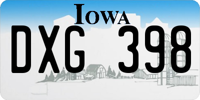 IA license plate DXG398