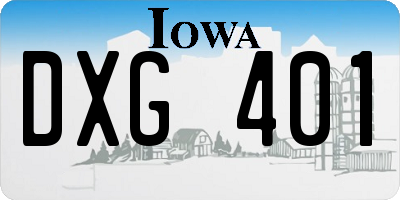 IA license plate DXG401