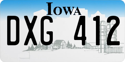 IA license plate DXG412