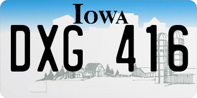 IA license plate DXG416