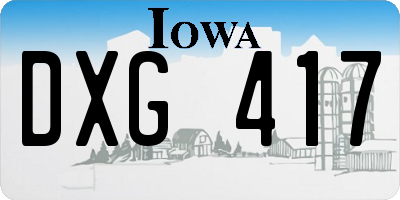 IA license plate DXG417