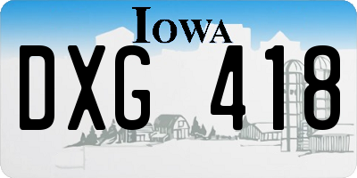 IA license plate DXG418