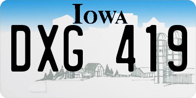 IA license plate DXG419