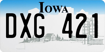 IA license plate DXG421