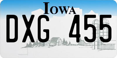 IA license plate DXG455