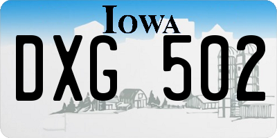IA license plate DXG502