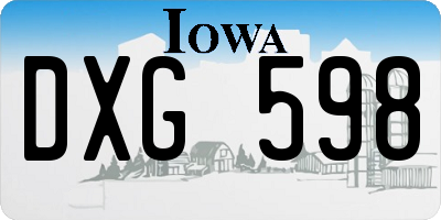 IA license plate DXG598