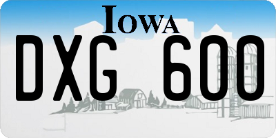 IA license plate DXG600