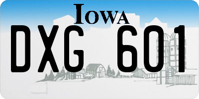IA license plate DXG601