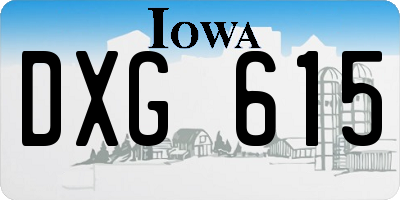 IA license plate DXG615