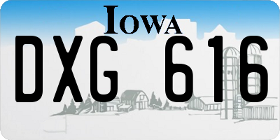 IA license plate DXG616