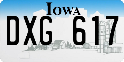 IA license plate DXG617