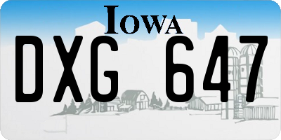 IA license plate DXG647