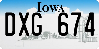 IA license plate DXG674