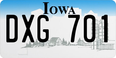 IA license plate DXG701