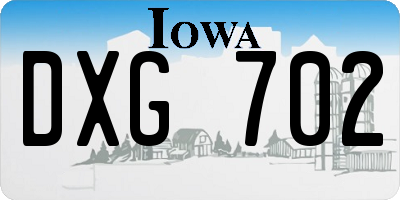 IA license plate DXG702