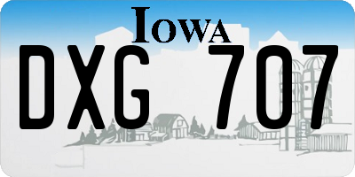 IA license plate DXG707