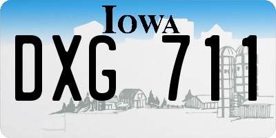 IA license plate DXG711