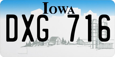 IA license plate DXG716