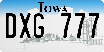 IA license plate DXG777