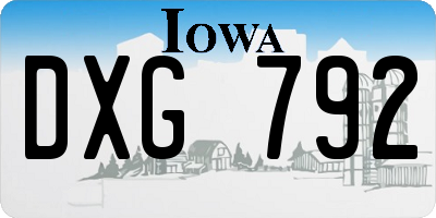 IA license plate DXG792