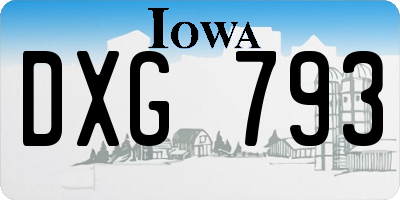 IA license plate DXG793