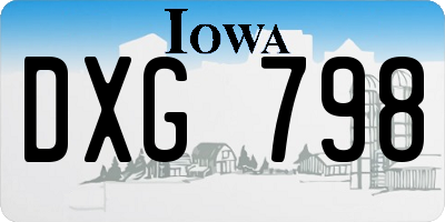 IA license plate DXG798