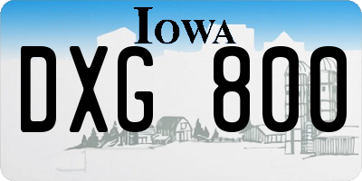 IA license plate DXG800