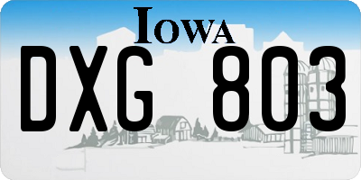 IA license plate DXG803