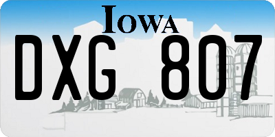 IA license plate DXG807