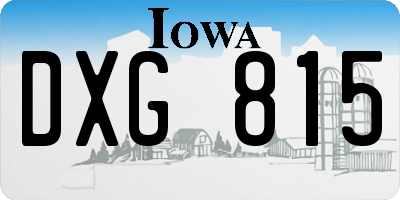 IA license plate DXG815