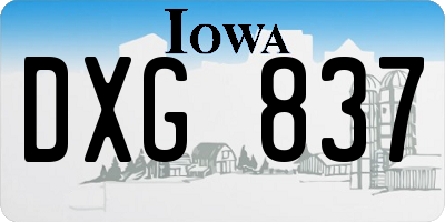 IA license plate DXG837