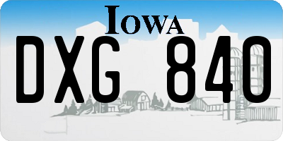 IA license plate DXG840