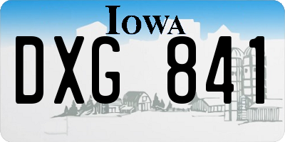 IA license plate DXG841