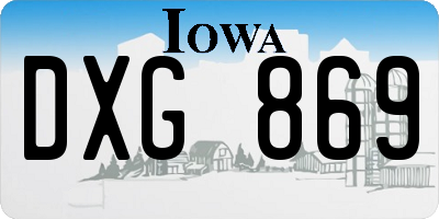 IA license plate DXG869