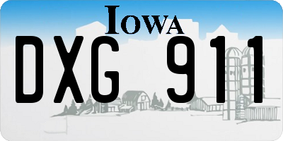 IA license plate DXG911