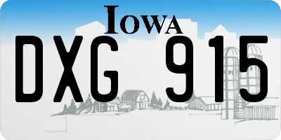 IA license plate DXG915