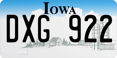IA license plate DXG922