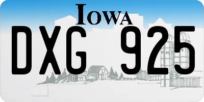 IA license plate DXG925