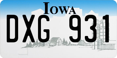 IA license plate DXG931
