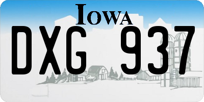 IA license plate DXG937