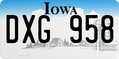 IA license plate DXG958