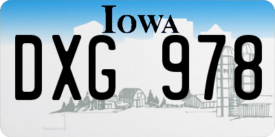 IA license plate DXG978