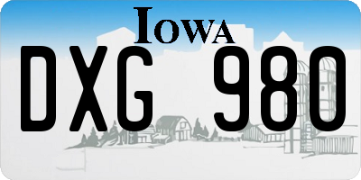 IA license plate DXG980