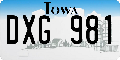 IA license plate DXG981
