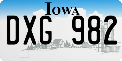 IA license plate DXG982