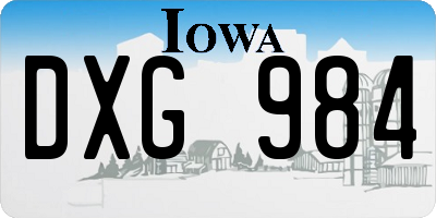 IA license plate DXG984